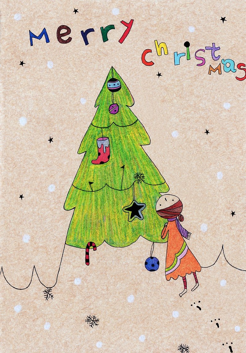 【明信片】圣诞系列の少女的祈祷 - 卡片/明信片 - 纸 多色