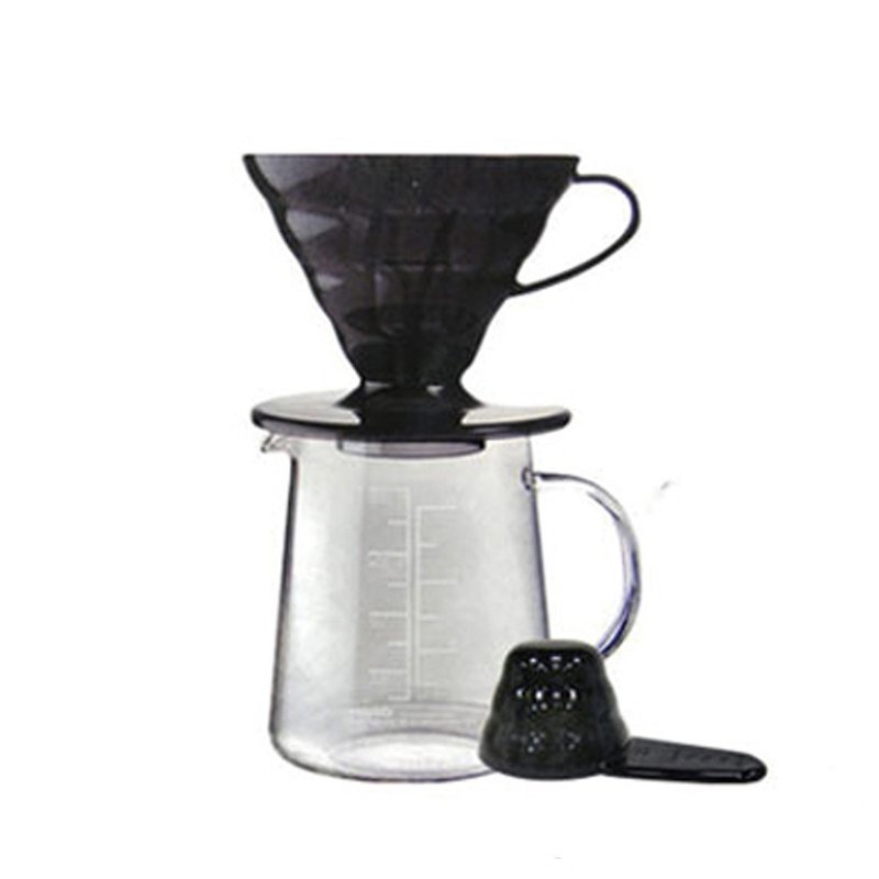 HARIO V60黑色树脂滤杯咖啡壶组 / ESD-02TB-EX-M - 咖啡壶/周边 - 玻璃 黑色