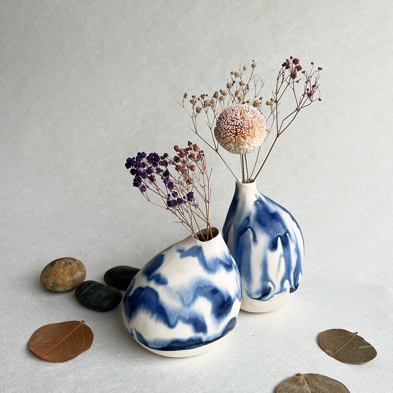 望川。手工陶瓷花瓶 花器 陶艺 花道道具 陶器 摆饰 母亲节礼物 - 花瓶/陶器 - 瓷 蓝色