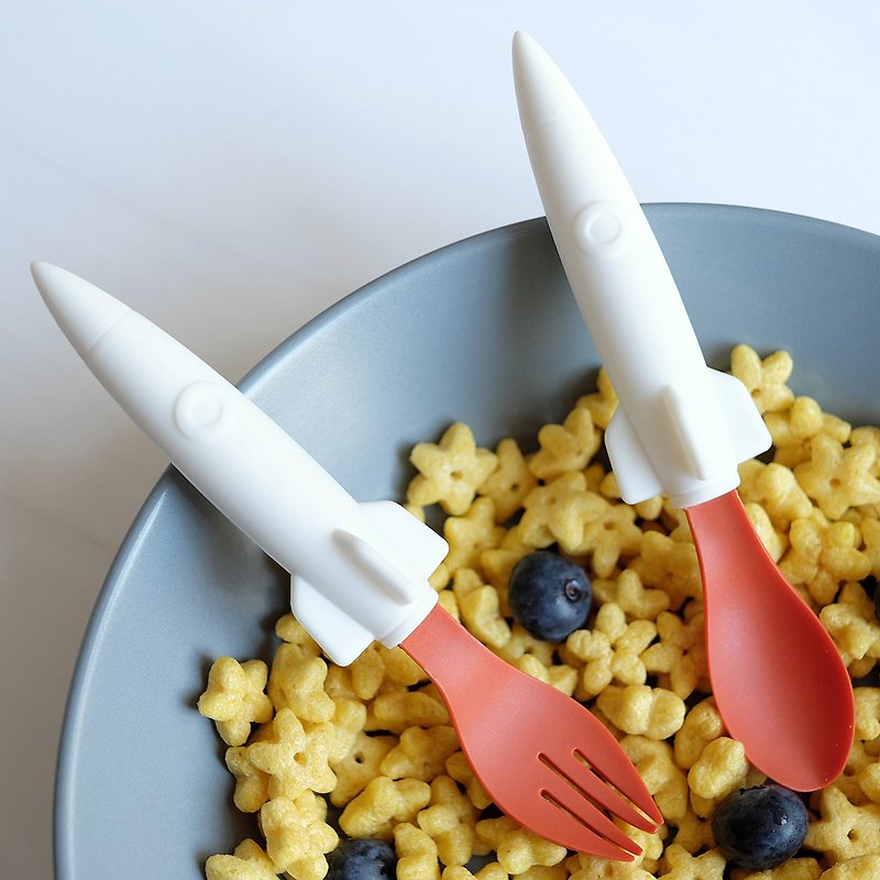 火箭 - 餐具套装 │ 汤匙 / 叉子 / 野餐 - 餐刀/叉/匙组合 - 硅胶 白色