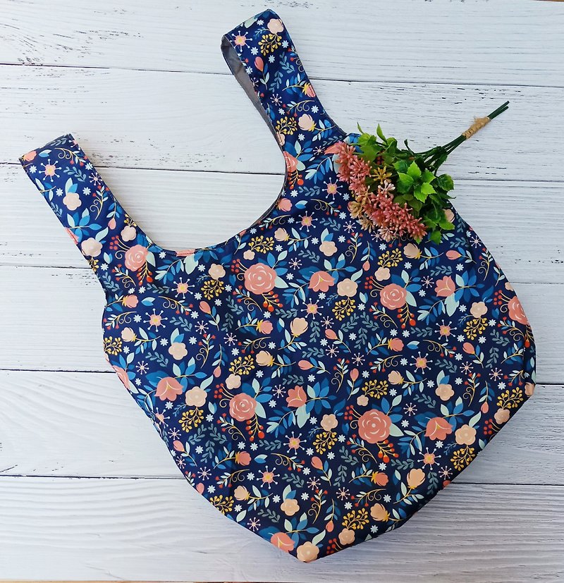【防水购物袋】韩系花卉 - 手提包/手提袋 - 防水材质 蓝色