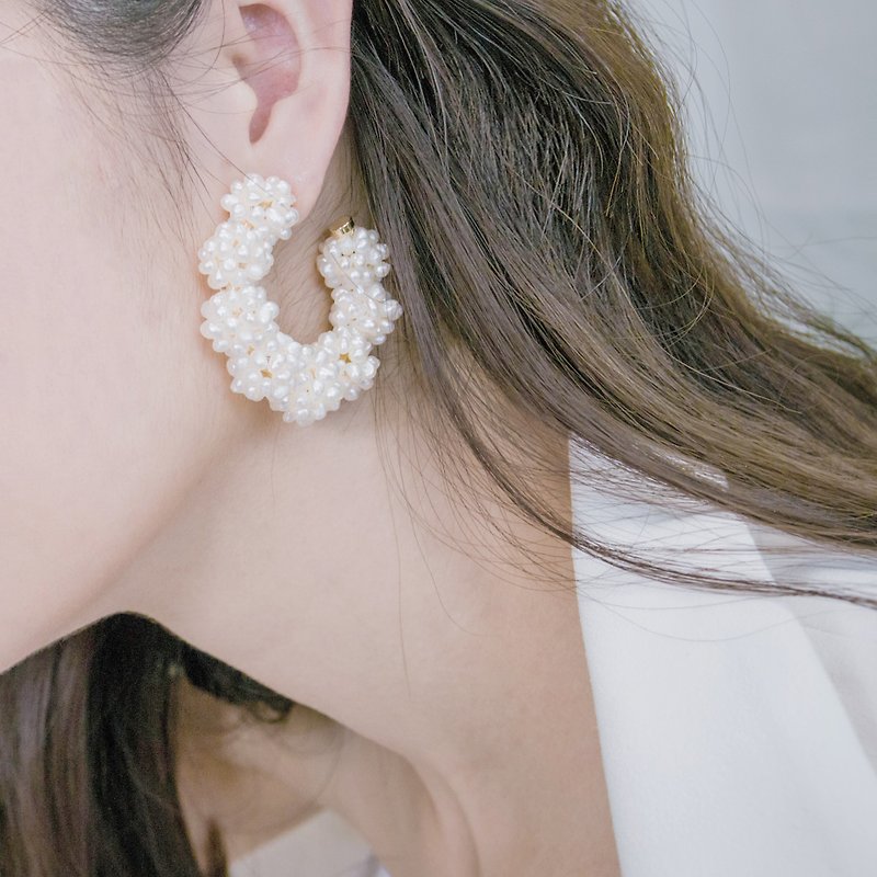 维纳斯的宝藏_珍珠泡泡 - 耳环/耳夹 - 珍珠 白色