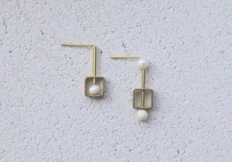 珍珠 黄铜 耳环 1082 玩乐 - 耳环/耳夹 - 宝石 白色