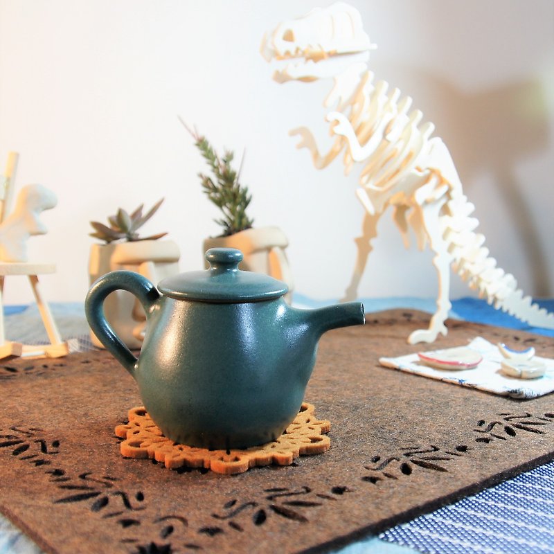 铬绿蓝斑茶壶-容量约150ml - 茶具/茶杯 - 陶 绿色