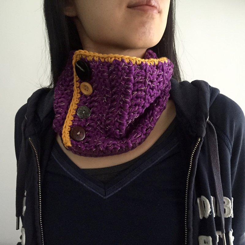 手工钩织有机棉领口  |  多用途围巾  |  个性配饰  |  紫外光色 - 丝巾 - 棉．麻 紫色