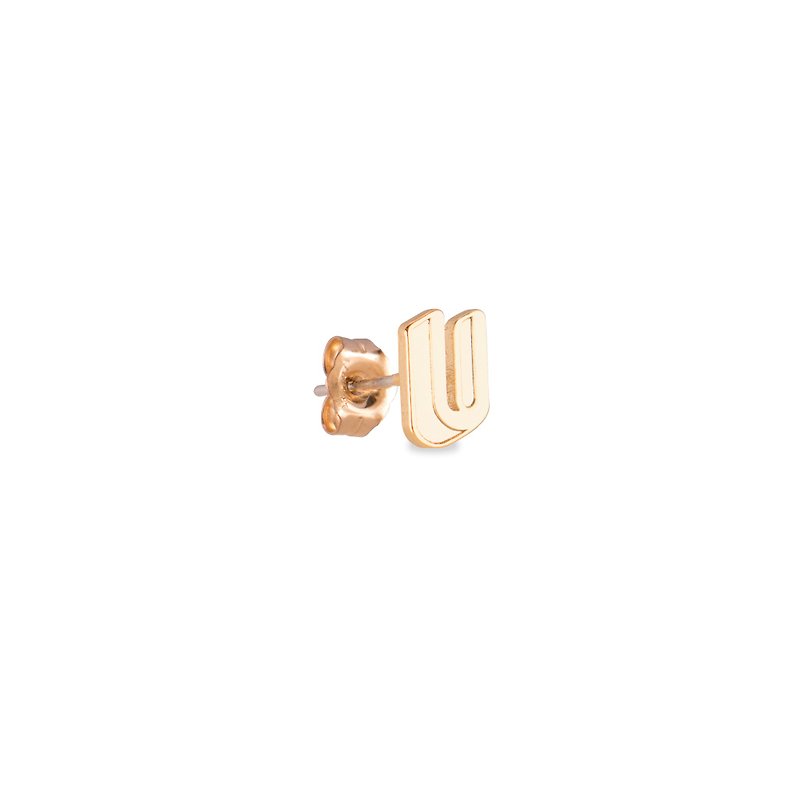 英文字母耳环 U -纯银镀金耳环 (单只) - 耳环/耳夹 - 纯银 金色