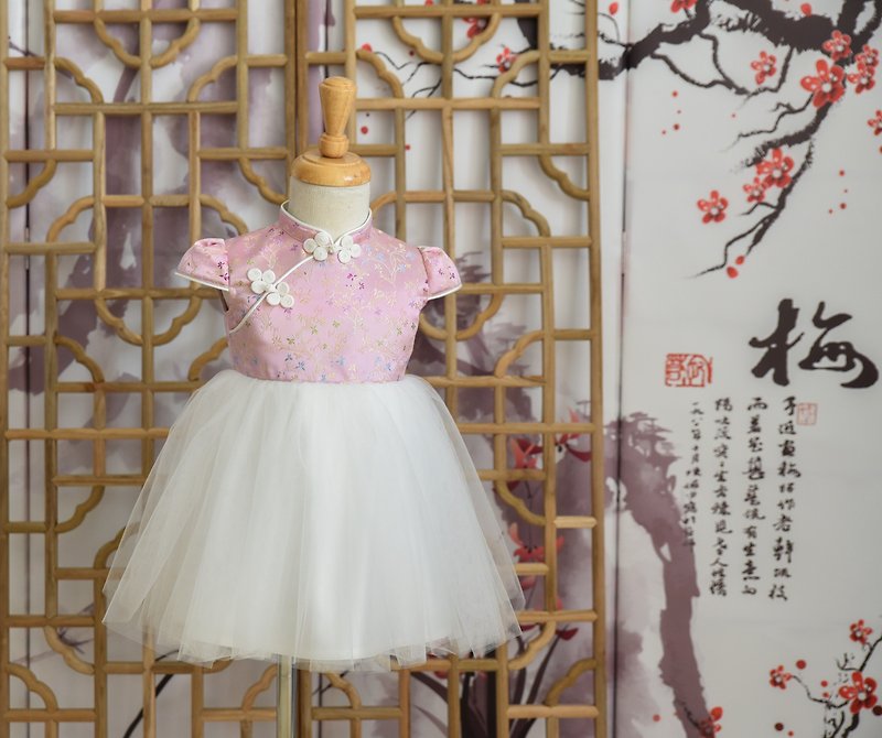 旗袍改良式礼服 蚕丝柔粉 - 其他 - 棉．麻 粉红色