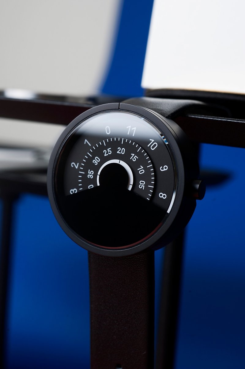 ANICORN Series 000 简约转盘机械手表－纯钢雾面黑+白色 - 对表/情侣表 - 贵金属 黑色