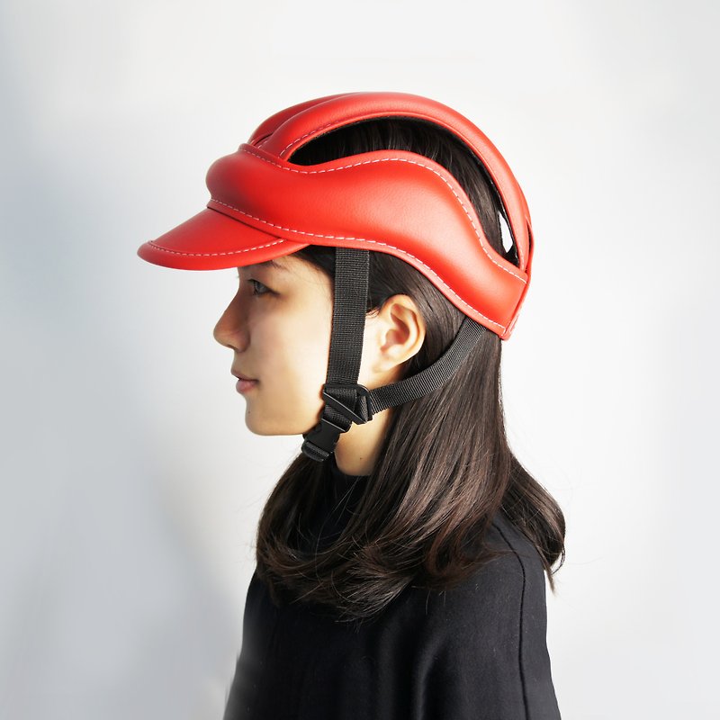 S E i c | 皮质复古单车皮帽 |红 - 自行车/周边 - 真皮 红色