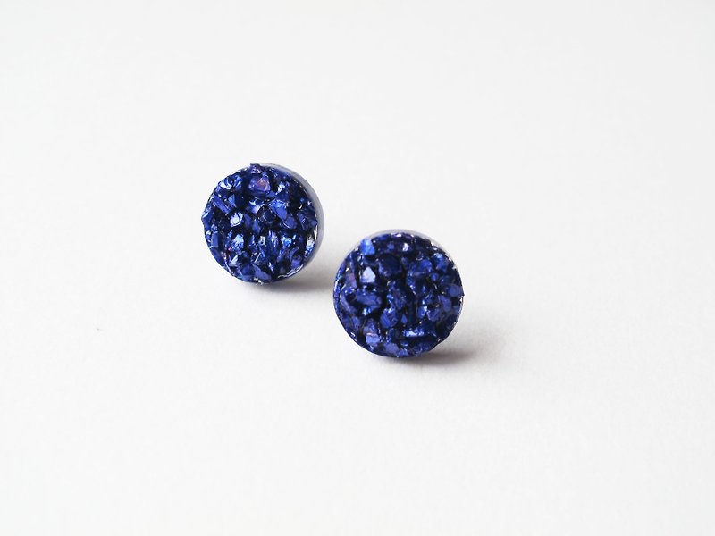 Rosy Garden 紫蓝星球的碎片矿石簇耳环 可换耳夹式 - 耳环/耳夹 - 其他材质 蓝色