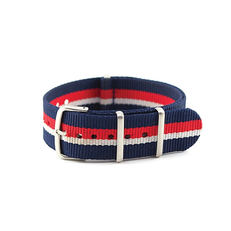 Navy Red and White Nato Band - Silver. - 女表 - 其他材质 红色