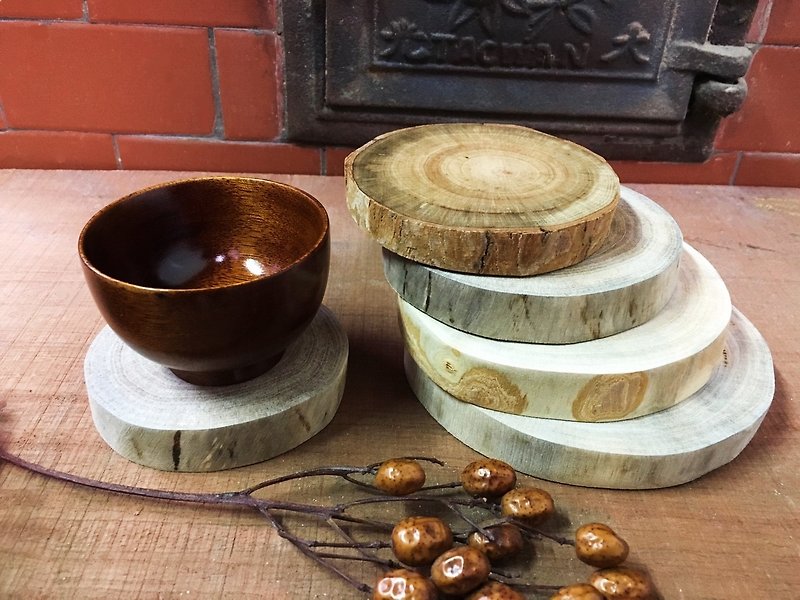 原木木作樟木杯垫 - 自然简约款 - 杯垫 - 木头 咖啡色