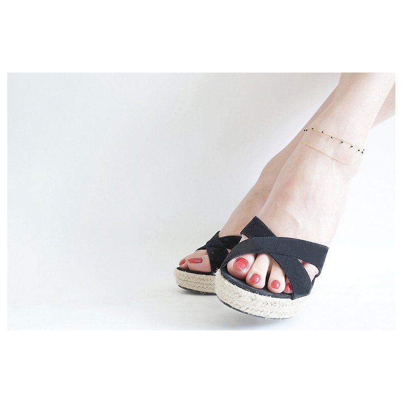 【Monica】14KGF, Swarovski Layered Anklet - 其他 - 玻璃 黑色