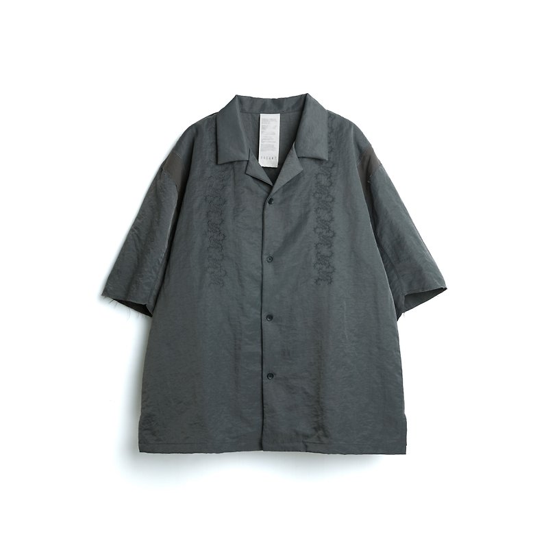 Patchwork Shirt - 男装衬衫 - 尼龙 灰色