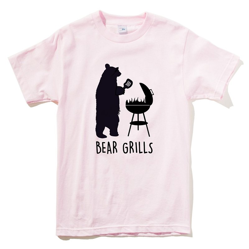 熊熊烤肉 现货 短袖T恤 浅粉红色 露营 动物 趣味 野外 bear 滑雪 美国棉 - 女装 T 恤 - 棉．麻 粉红色