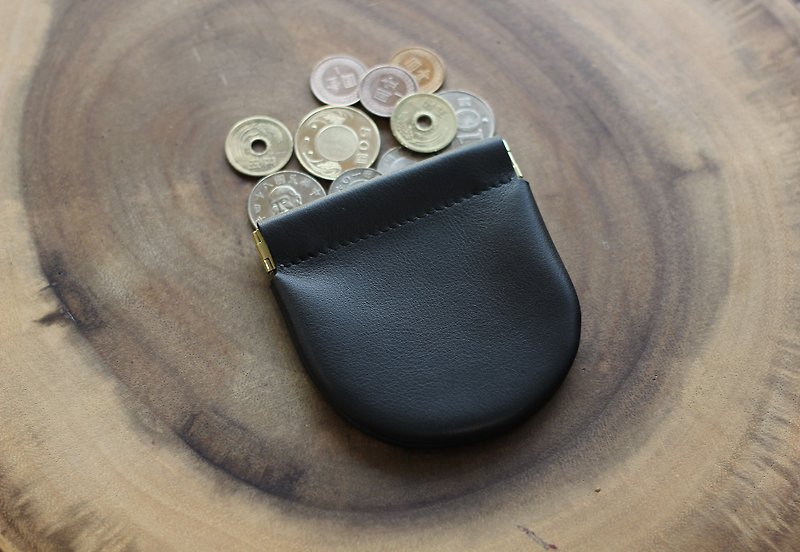 Arch leather coin purse  (Black) - 零钱包 - 真皮 黑色