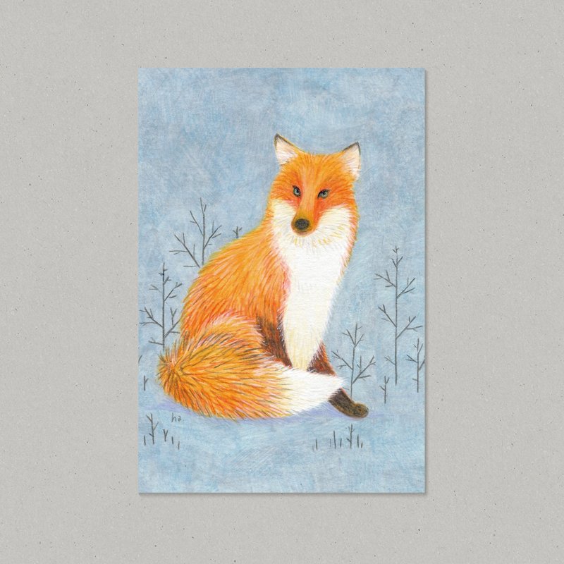 Animal Postcard /  Fox - 卡片/明信片 - 纸 蓝色