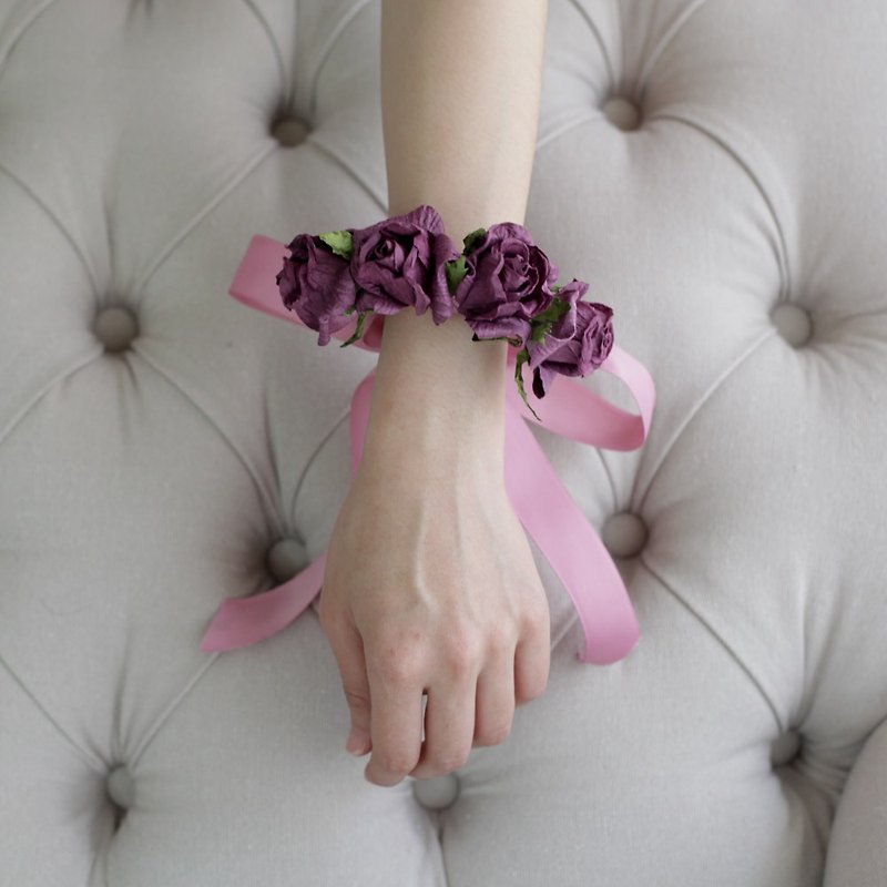 BB303 : Rosie Bridesmaid Bracelet, Dark Purple - 手链/手环 - 纸 紫色