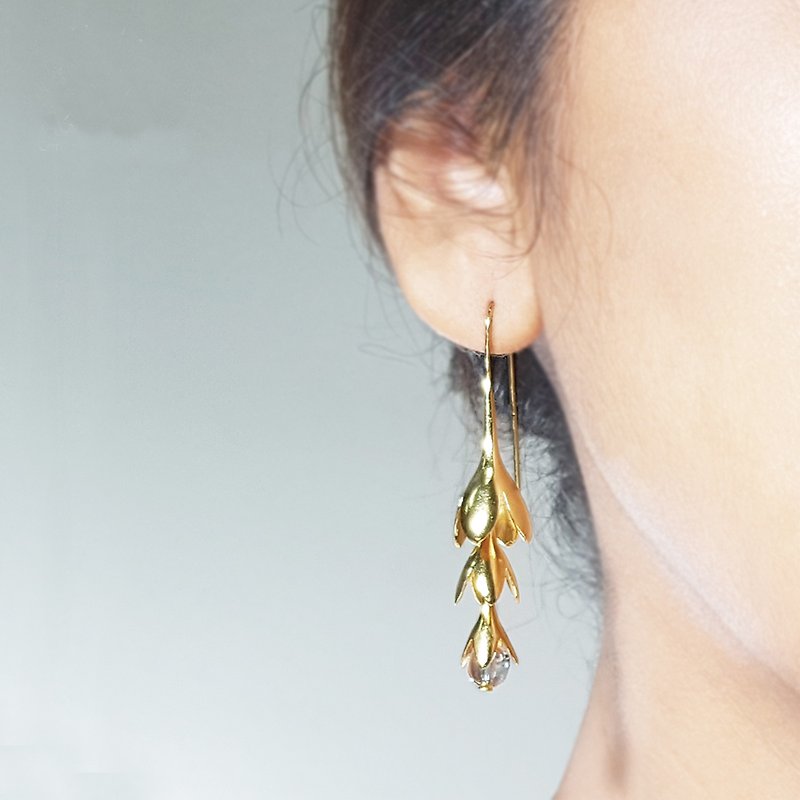 Silver earrings, Quartz earrings, Hooks Earrings ,drop earrings ,morning dew - 耳环/耳夹 - 纯银 