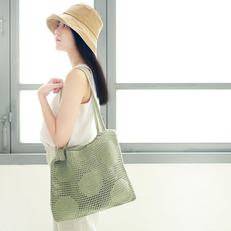 Crochet Polka Dot Tote Bag | PaleMint - 手提包/手提袋 - 其他材质 绿色