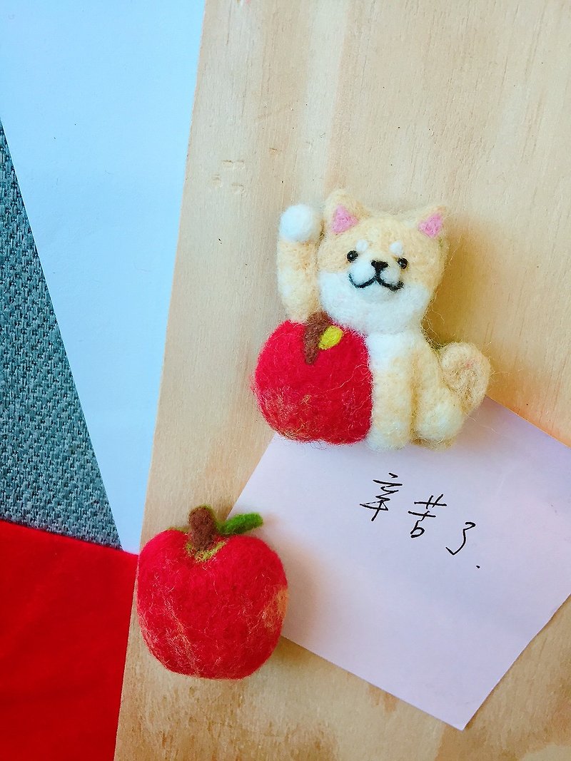 苹果阿柴与大苹果 羊毛毡强力磁铁组-2入 新年限定 - 冰箱贴/磁贴 - 羊毛 红色