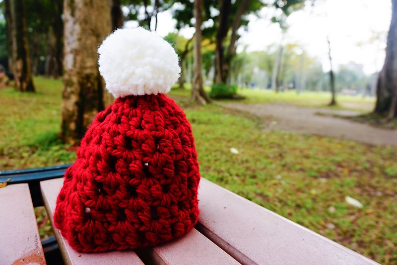 手工编织宝宝毛帽 | 温暖红 - 帽子 - 羊毛 红色