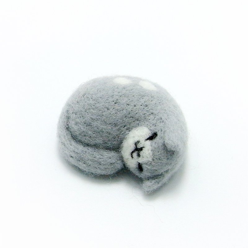 羊毛毡 甜睡猫饼(中) - by WhizzzPace - 项链 - 羊毛 