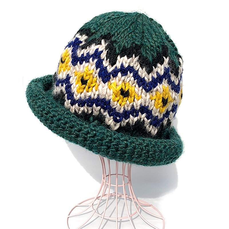 [Knit Hat] Nordic Pattern Knit Hat GREEN