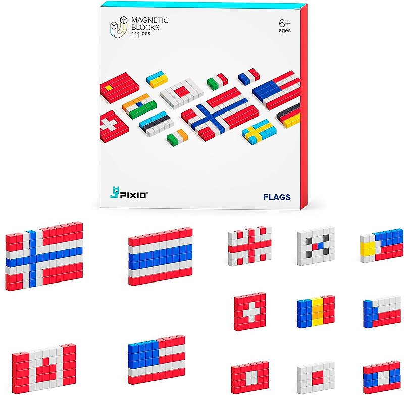 PIXIO磁力方块积木 - 儿童世界的旗帜 - 磁力方块积木 - 桌游/玩具 - 塑料 