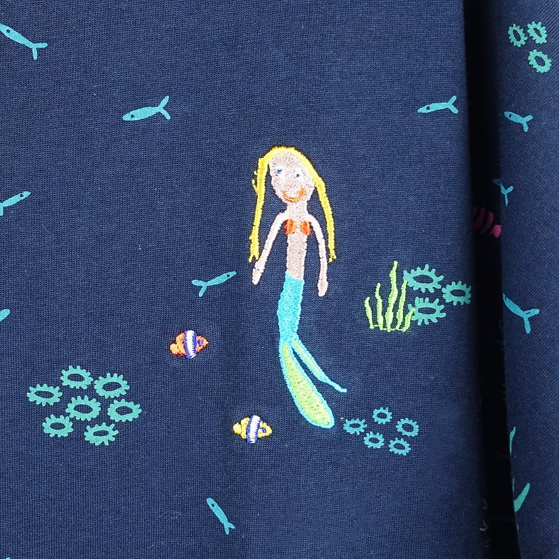 Urb. / 珊瑚海与美人鱼 / 口袋洋装 深蓝 - 洋装/连衣裙 - 棉．麻 蓝色