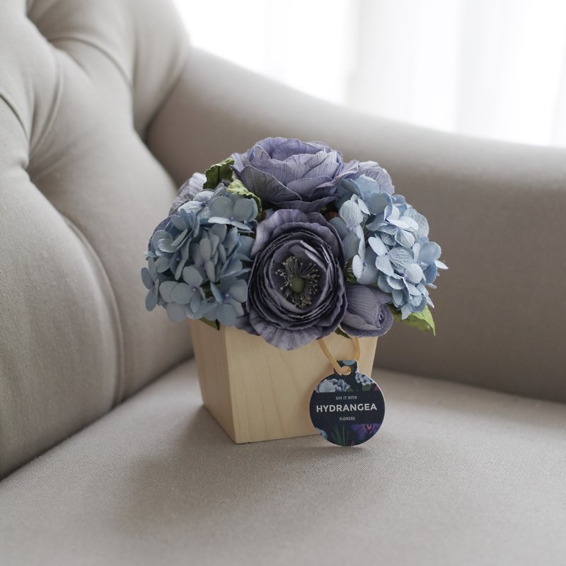 WP108 : Working Table Flower Pot, Blue Velvet - 香薰/精油/线香 - 纸 蓝色