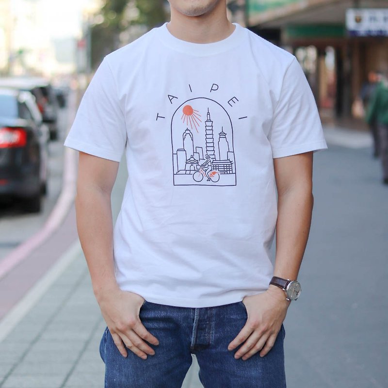 I Love U-Bike T-shirt(白/蓝) 台湾纪念品/礼物 - 男装上衣/T 恤 - 棉．麻 