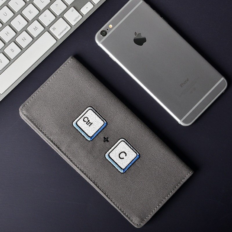 kiitos life-funny系列帆布对折长款钱包--灰色复制键盘款 - 皮夹/钱包 - 棉．麻 灰色