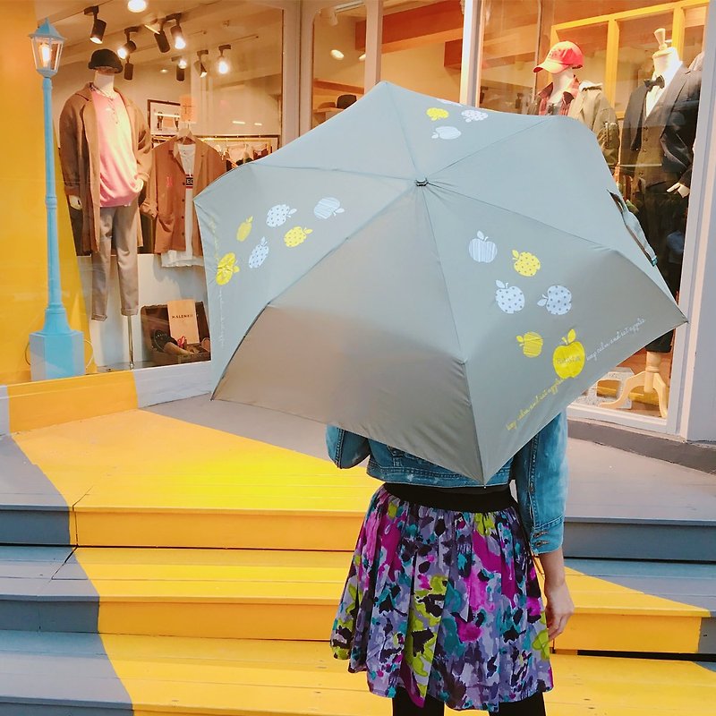 【台湾文创 Rain's talk】苹果抗UV三折省力型自动开收伞 - 雨伞/雨衣 - 防水材质 灰色