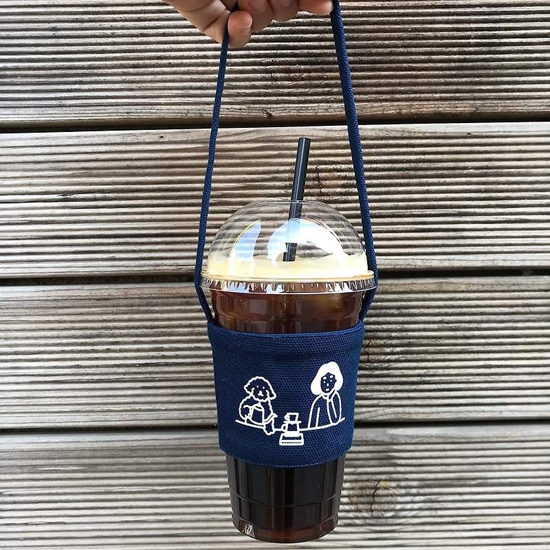 Drink bag | Coffee time (navy) - 其他 - 棉．麻 蓝色