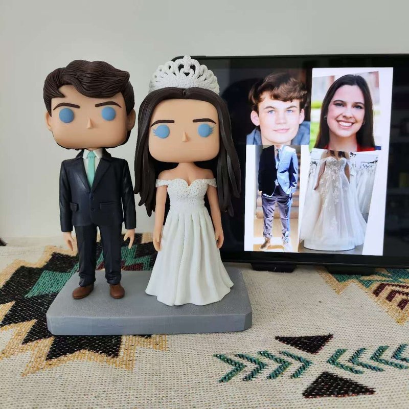 纯手工定制美国Funko Pop 自画像公仔情侣父母夫妻结婚周年礼物 - 玩偶/公仔 - 粘土 多色