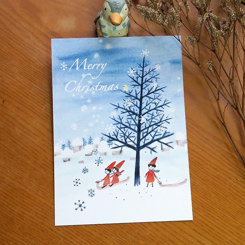 下雪天merry christmas　明信片 - 卡片/明信片 - 纸 蓝色
