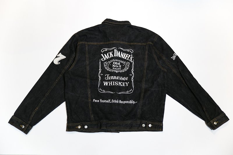 3thclub铭仁棠 Jack Daniel's 威士忌 牛仔外套  vintage JDJ-014 - 男装外套 - 棉．麻 黑色