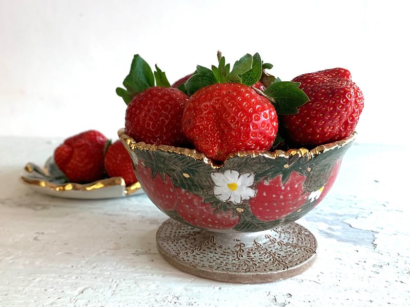草莓印象冰淇淋矮脚杯冰品碗_陶瓷餐碗 - 碗 - 陶 红色