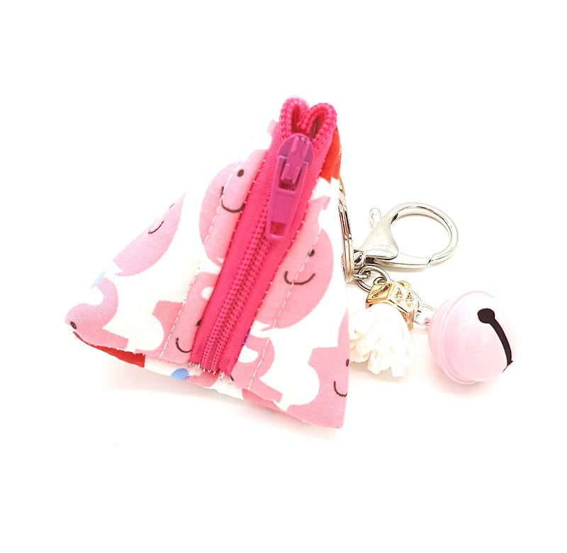 Dumpling Coin Keychain Pouch - Pink Elly - 钥匙链/钥匙包 - 棉．麻 