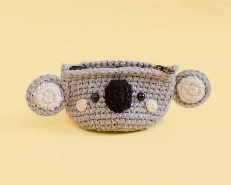 Coin purse - Crochet the Koala (Grey) | Crochet Coin Case. - 零钱包 - 棉．麻 灰色