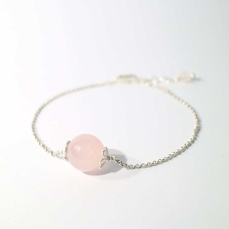 粉水晶纯银手链  Rose Quartz Silver Bracelet - 手链/手环 - 宝石 粉红色