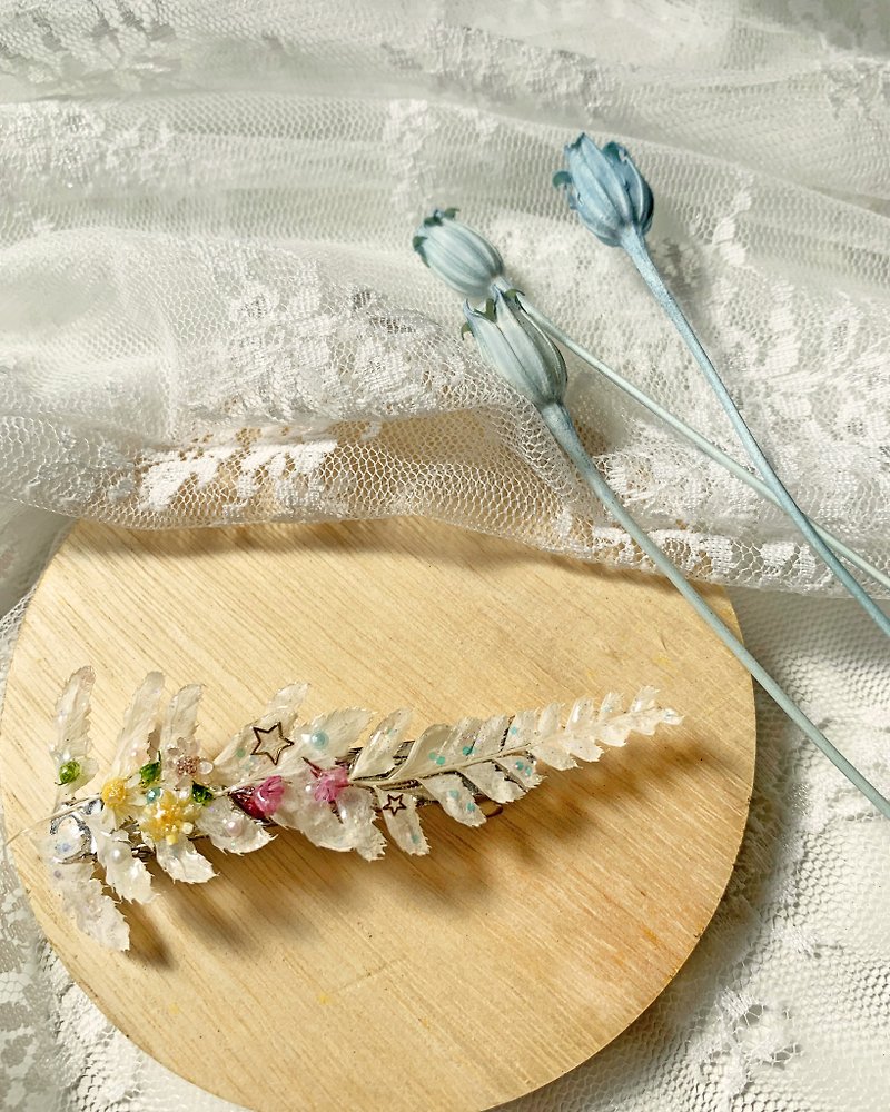 【姬の花与叶 -发夹】弹簧夹 - 发饰 - 植物．花 白色