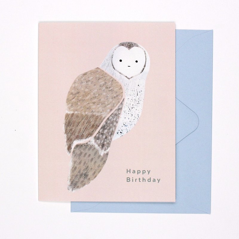 Owl Happy Birthday Card - 卡片/明信片 - 纸 粉红色