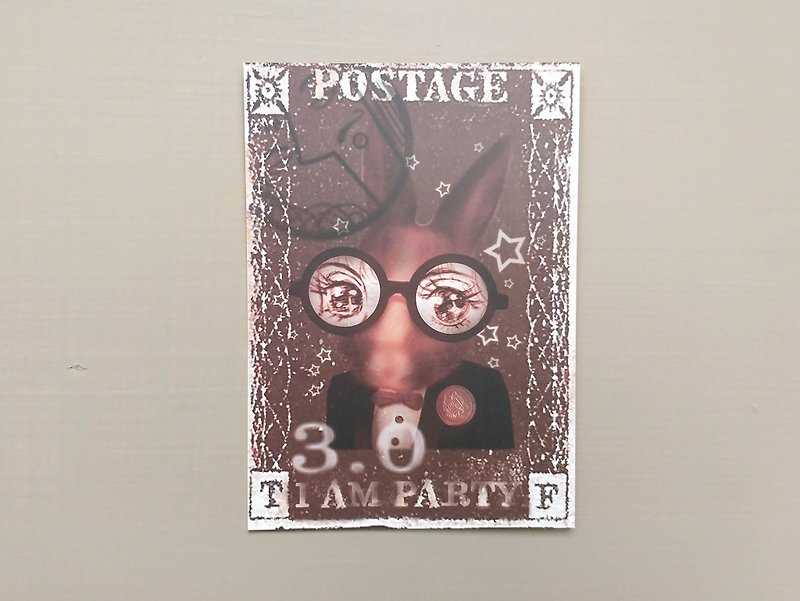 I AM PARTY 设计师明信片 - 甜甜兔 - 卡片/明信片 - 纸 咖啡色