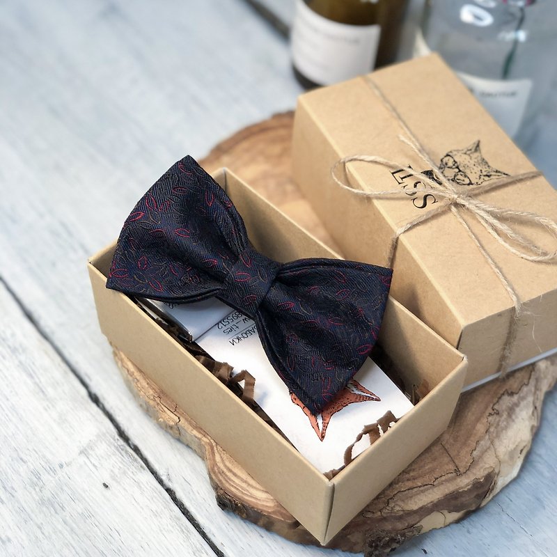 Hand Made Bow Ties For Boys - Dad Gift From Kids Bow Tie - Italian Silk Bow Tie - 领结/领巾 - 棉．麻 黑色