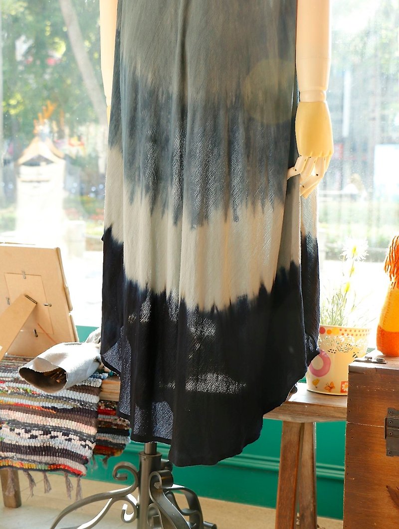 Purin select zakka渲染渐层背心洋装/ 售蓝灰色(BJ1603021) - 洋装/连衣裙 - 棉．麻 绿色