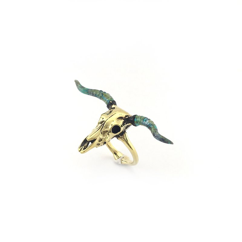 Zodiac Bull skull ring is for Taurus in Brass and Patina color ,Rocker jewelry ,Skull jewelry,Biker jewelry - 戒指 - 其他金属 金色