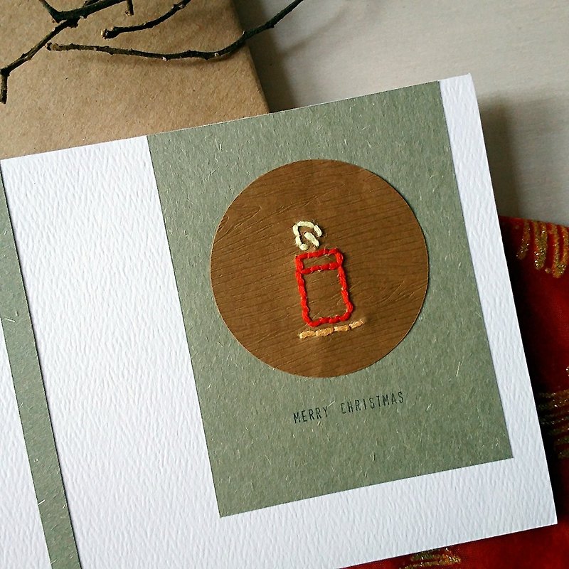 手缝图像圣诞卡(蜡烛)(原稿) - 卡片/明信片 - 纸 多色