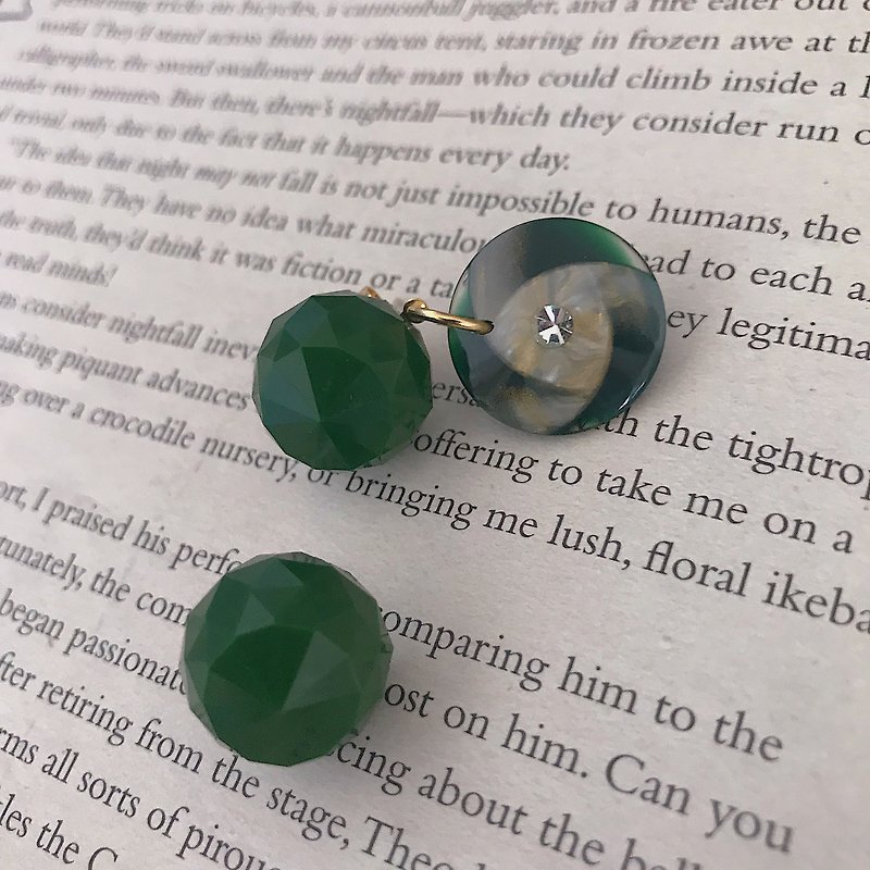 森林里的宝石 - 耳环/耳夹 - 其他材质 绿色
